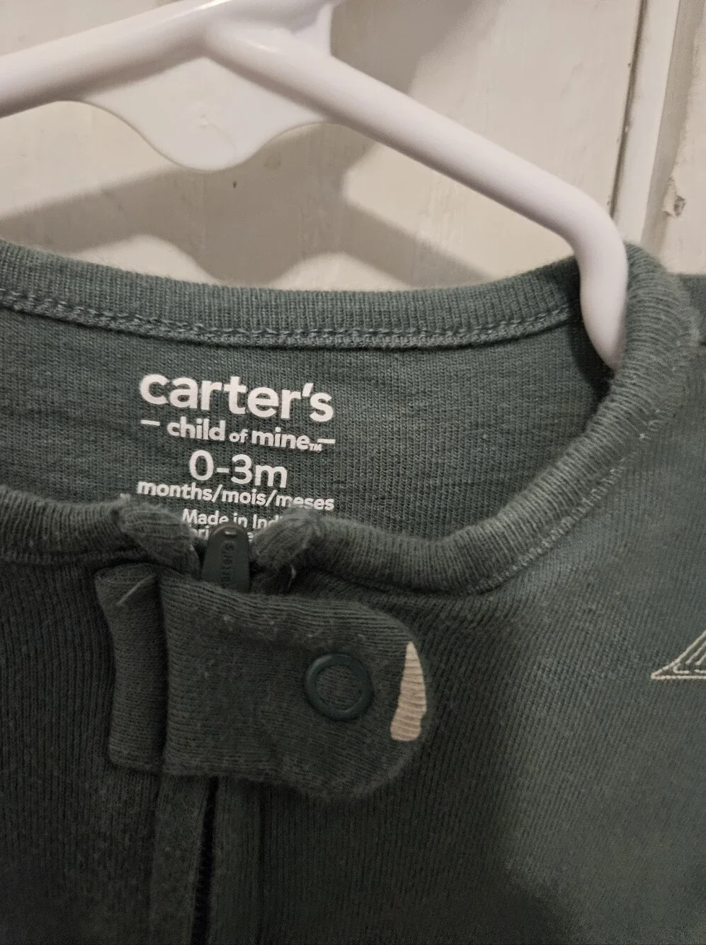 Carter's Forest Green Footed One-Piece with Tiny White Prints